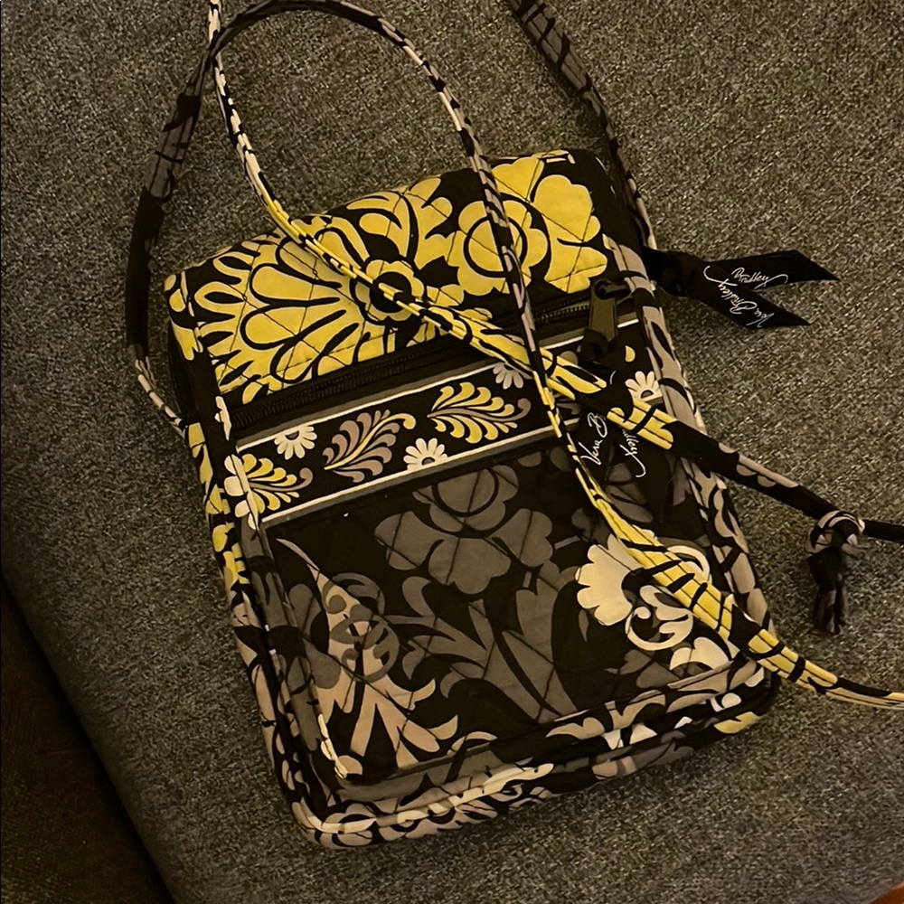 Vera Bradley Yellow and Black Floral Crossbody Bag